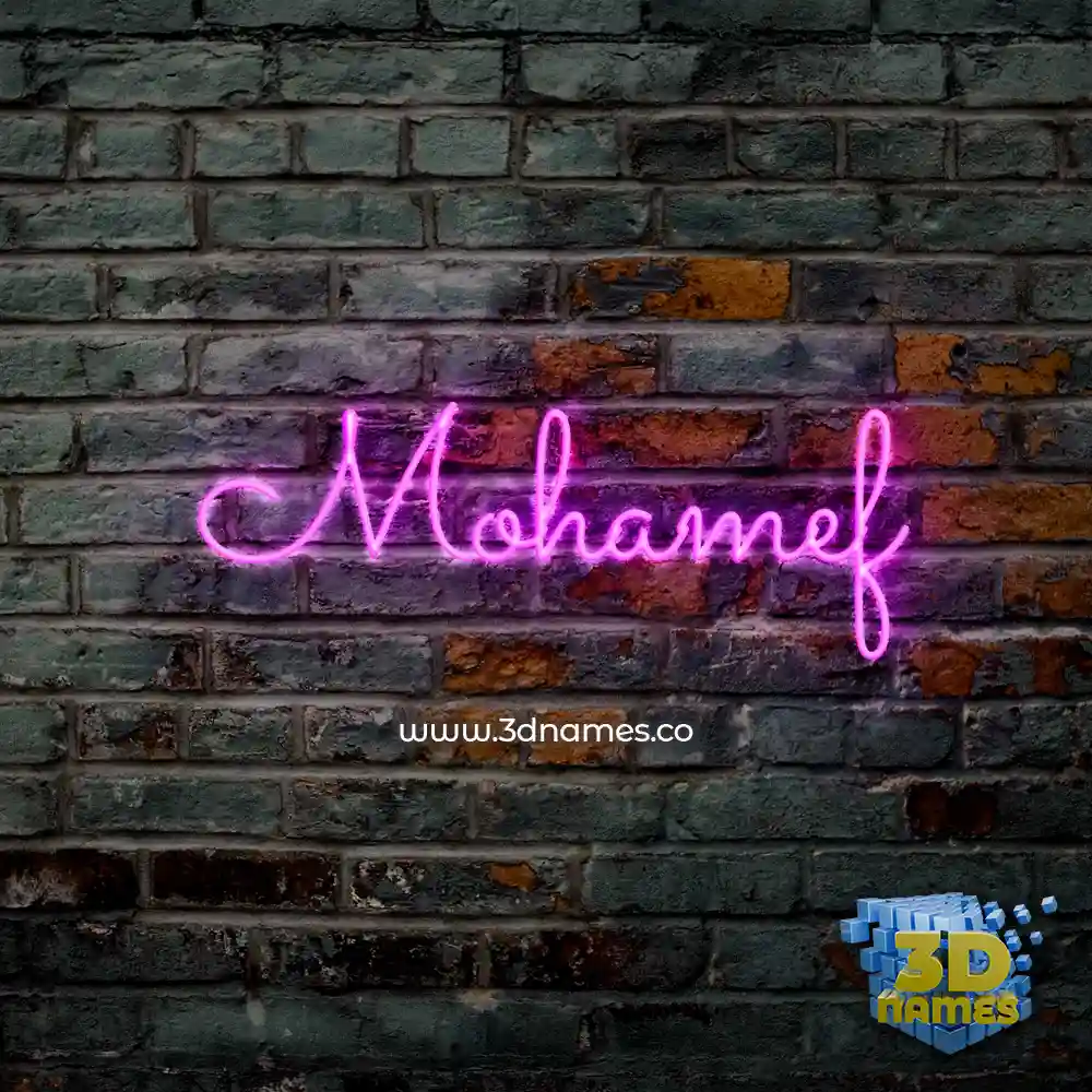 mohamef in Pink Neon style - 3D name wallpaper
