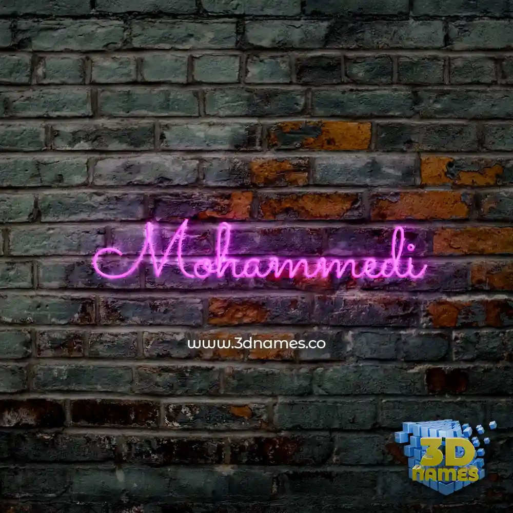 mohammedi in Pink Neon style - 3D name wallpaper