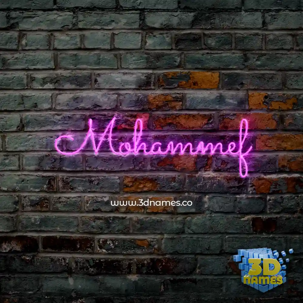 mohammef in Pink Neon style - 3D name wallpaper