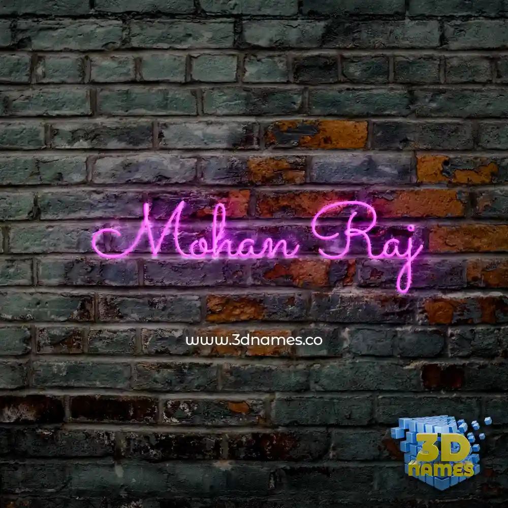 mohan raj in Pink Neon style - 3D name wallpaper