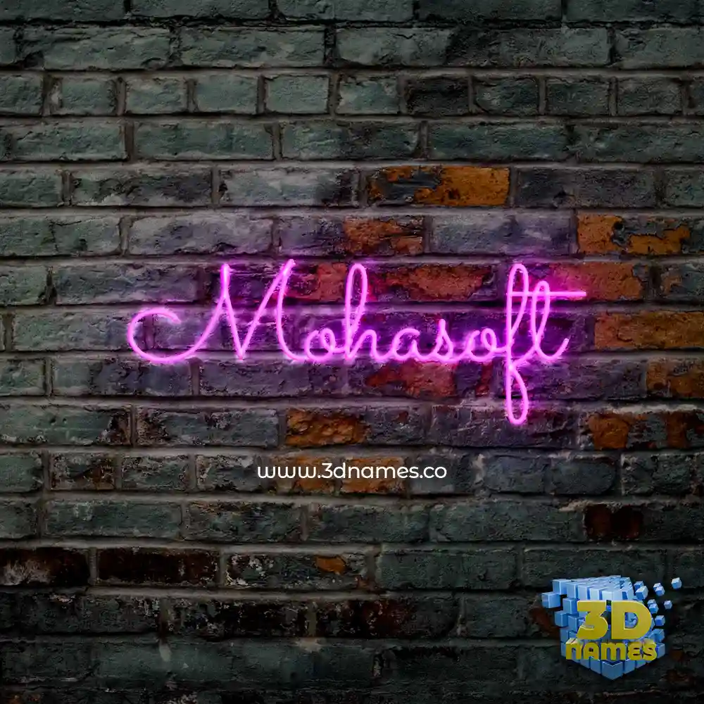 mohasoft in Pink Neon style - 3D name wallpaper