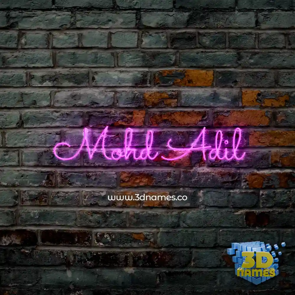 mohd adil in Pink Neon style - 3D name wallpaper