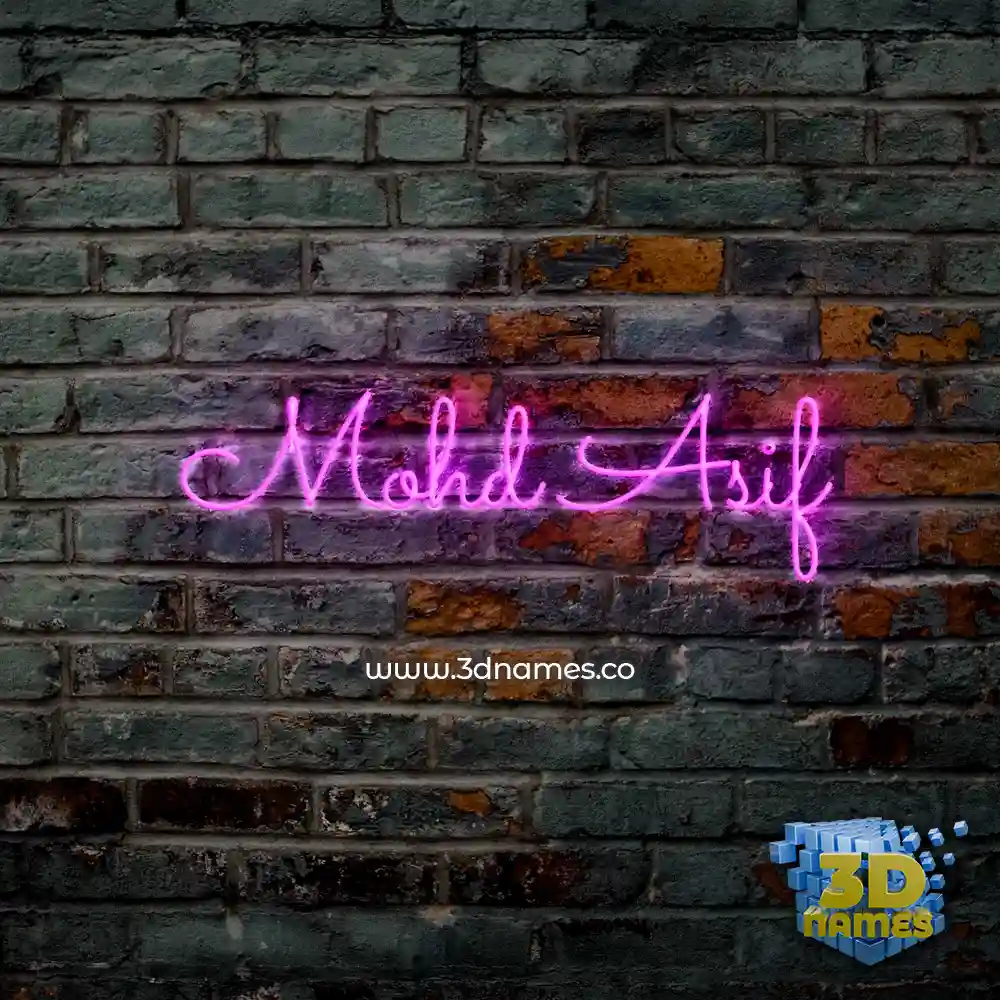 mohd asif in Pink Neon style - 3D name wallpaper