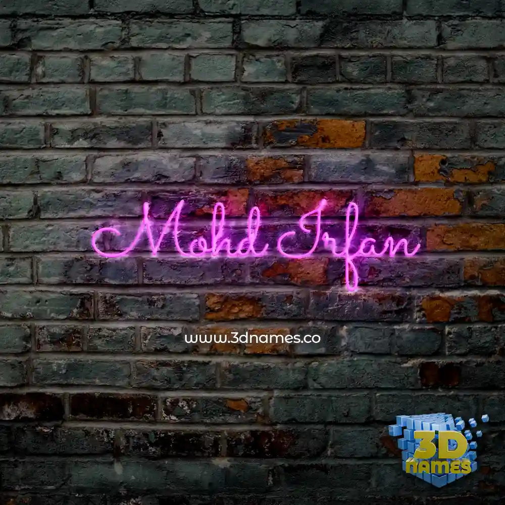 mohd irfan in Pink Neon style - 3D name wallpaper