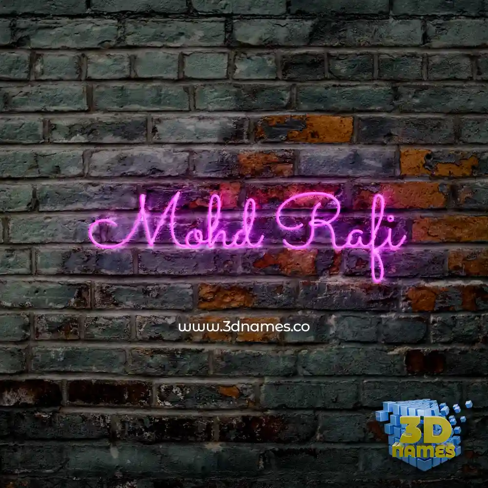 mohd rafi in Pink Neon style - 3D name wallpaper