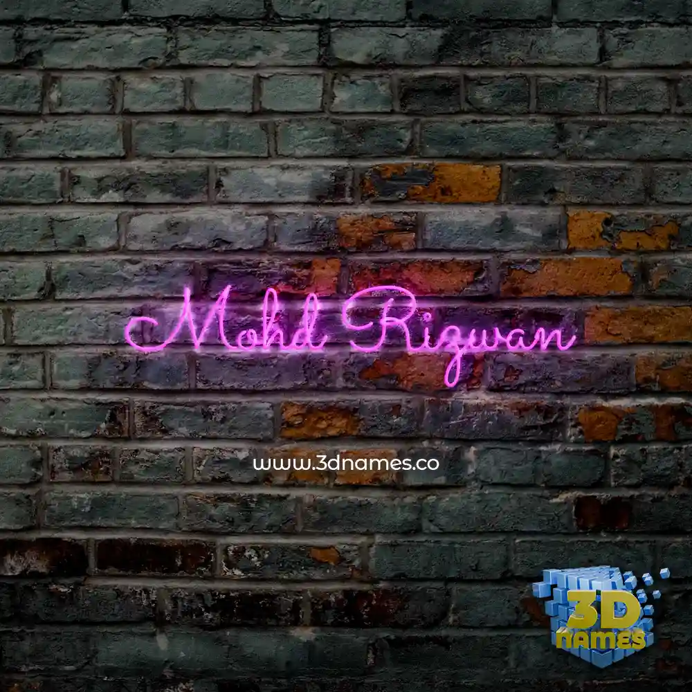 mohd rizwan in Pink Neon style - 3D name wallpaper
