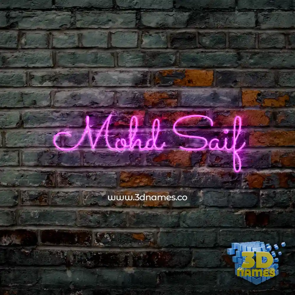 mohd saif in Pink Neon style - 3D name wallpaper