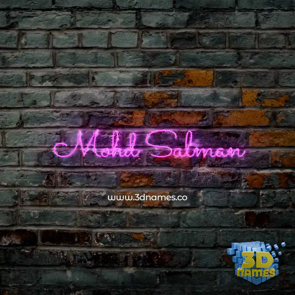 mohd salman in Pink Neon style - 3D name wallpaper