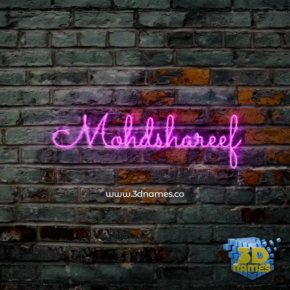 mohdshareef in Pink Neon style - 3D name wallpaper