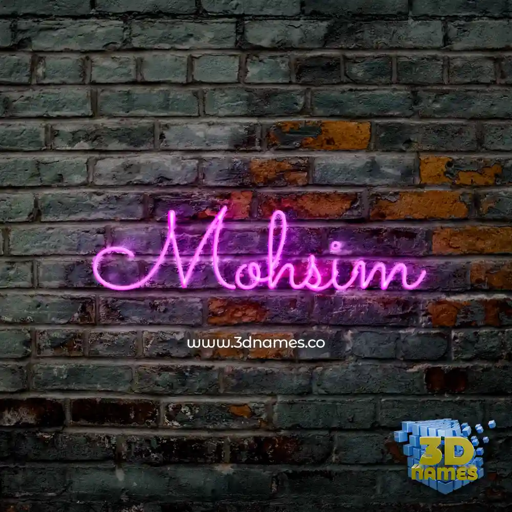 mohsim in Pink Neon style - 3D name wallpaper