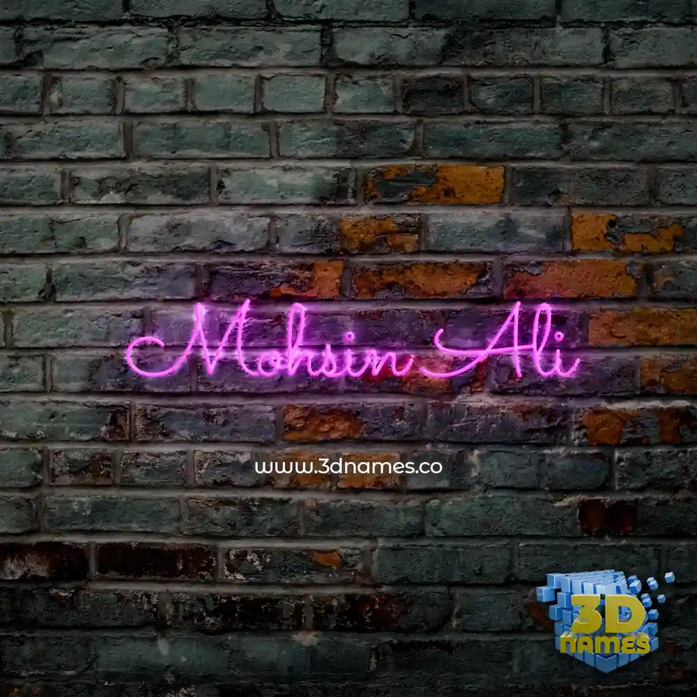 mohsin ali in Pink Neon style - 3D name wallpaper