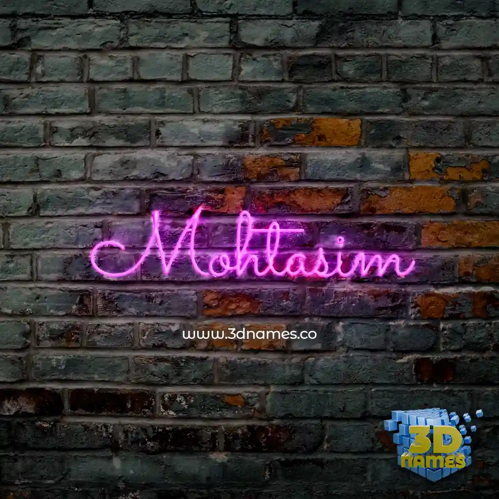 mohtasim in Pink Neon style - 3D name wallpaper