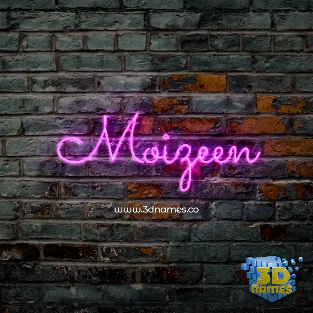 moizeen in Pink Neon style - 3D name wallpaper