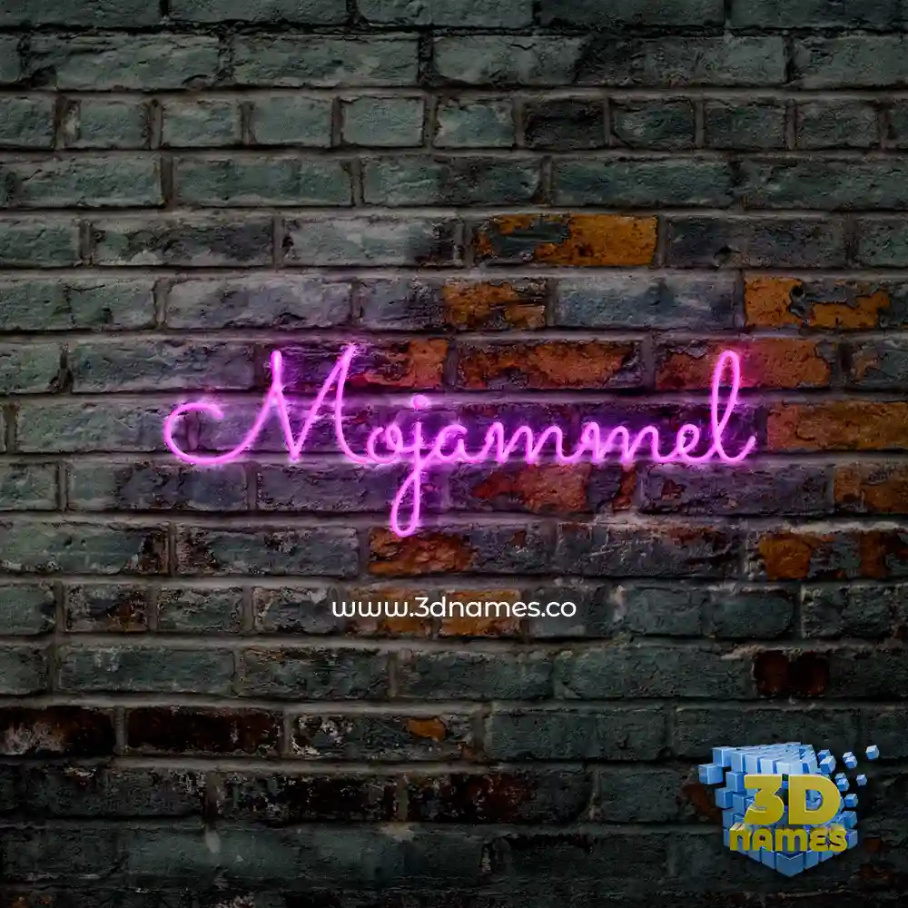 mojammel in Pink Neon style - 3D name wallpaper