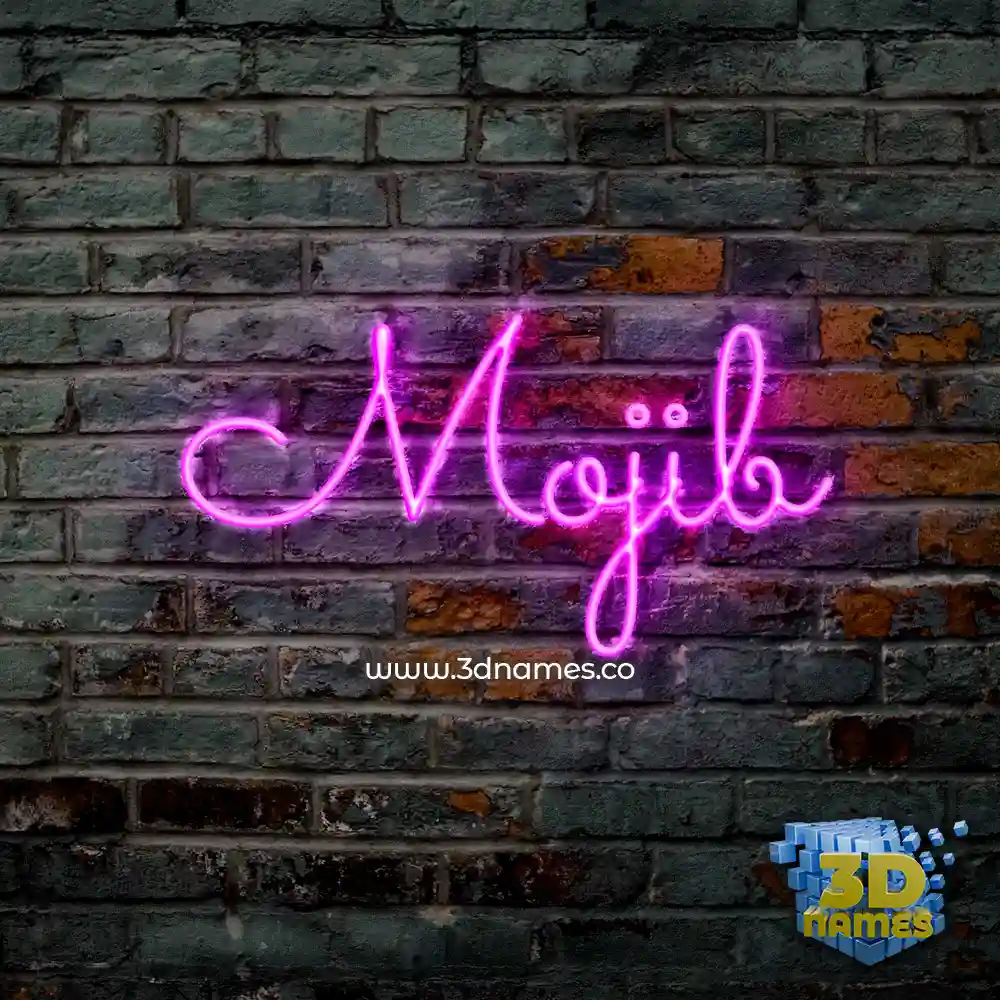 mojib in Pink Neon style - 3D name wallpaper