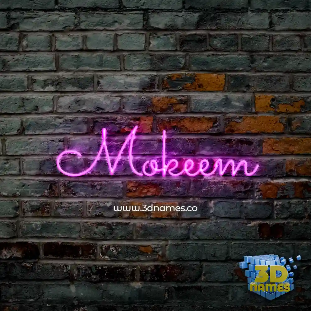 mokeem in Pink Neon style - 3D name wallpaper