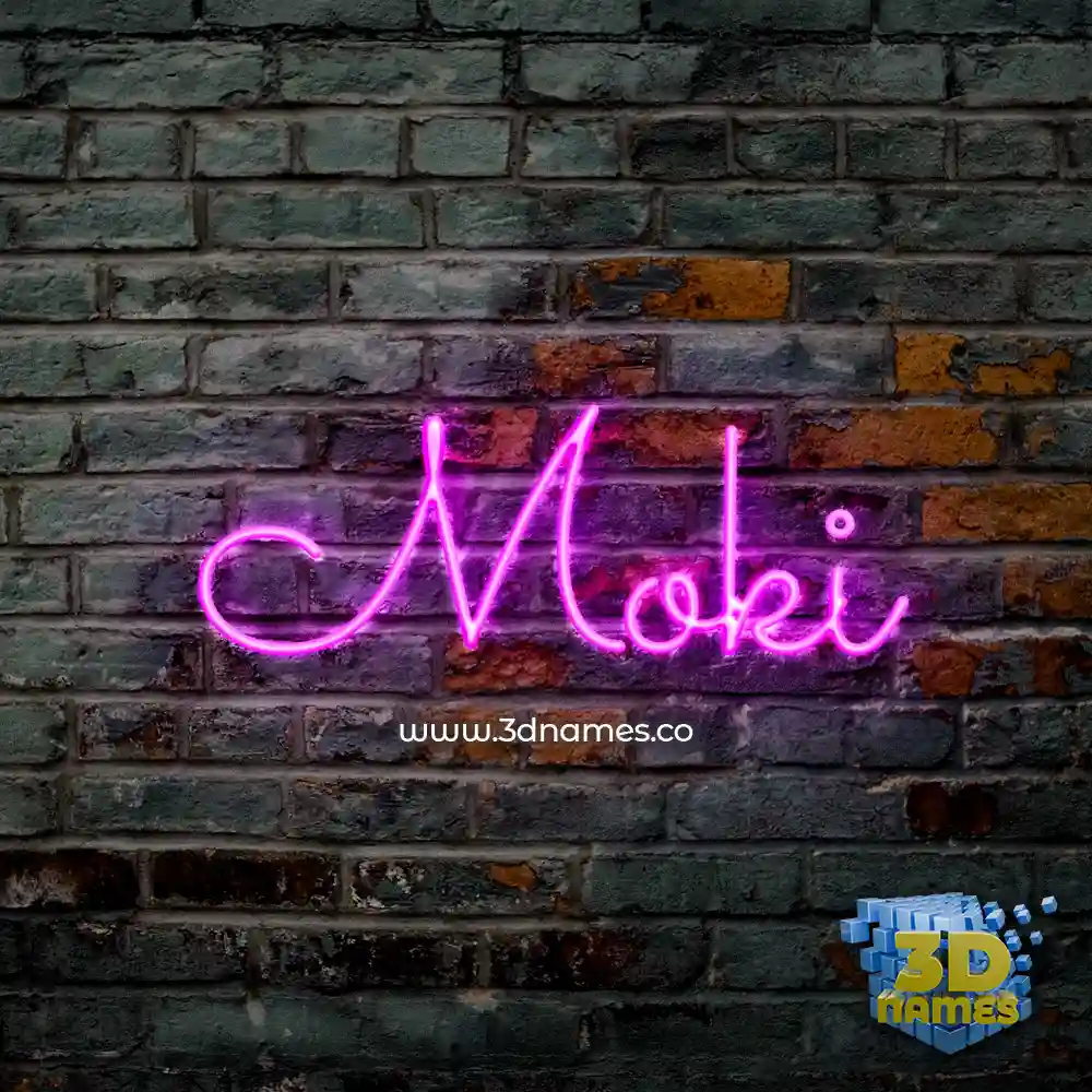 moki in Pink Neon style - 3D name wallpaper
