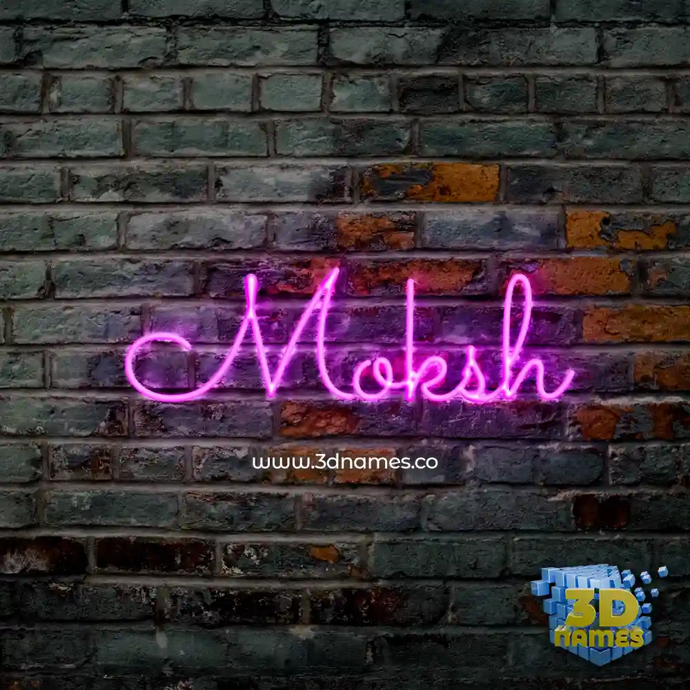 moksh in Pink Neon style - 3D name wallpaper