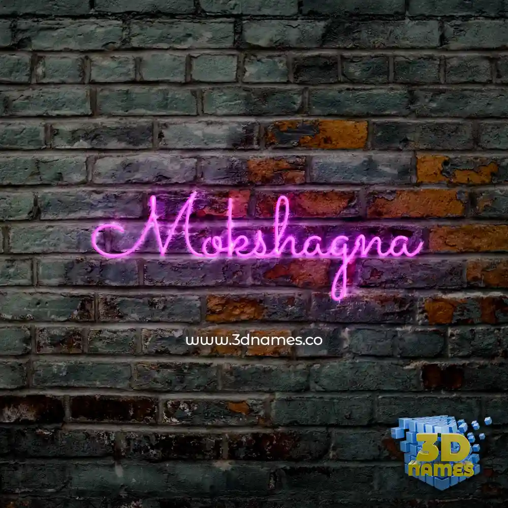 mokshagna in Pink Neon style - 3D name wallpaper
