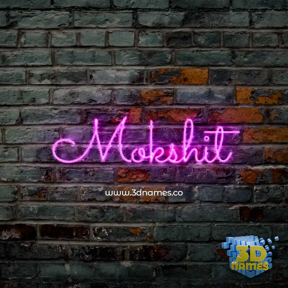 mokshit in Pink Neon style - 3D name wallpaper