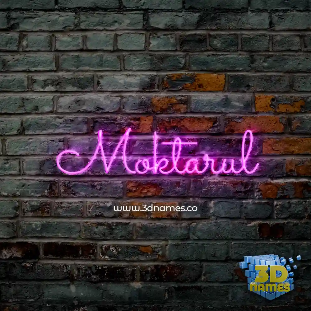 moktarul in Pink Neon style - 3D name wallpaper