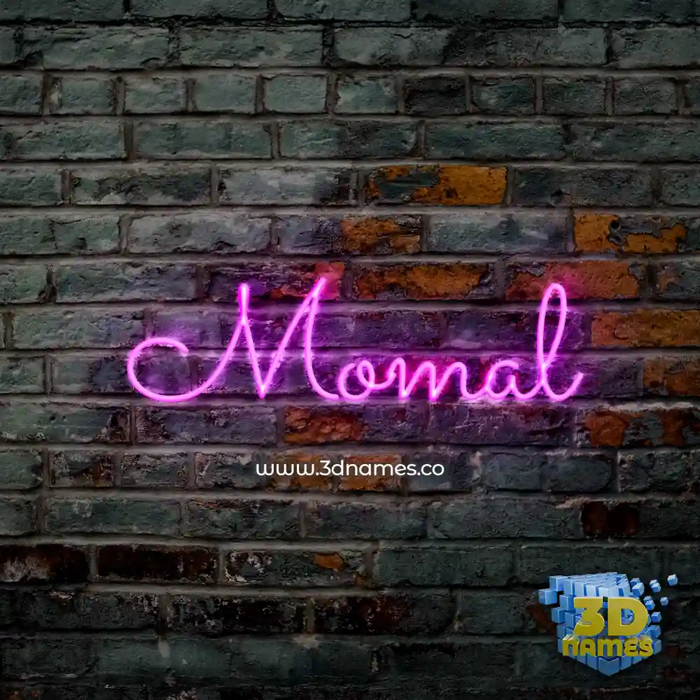 momal in Pink Neon style - 3D name wallpaper