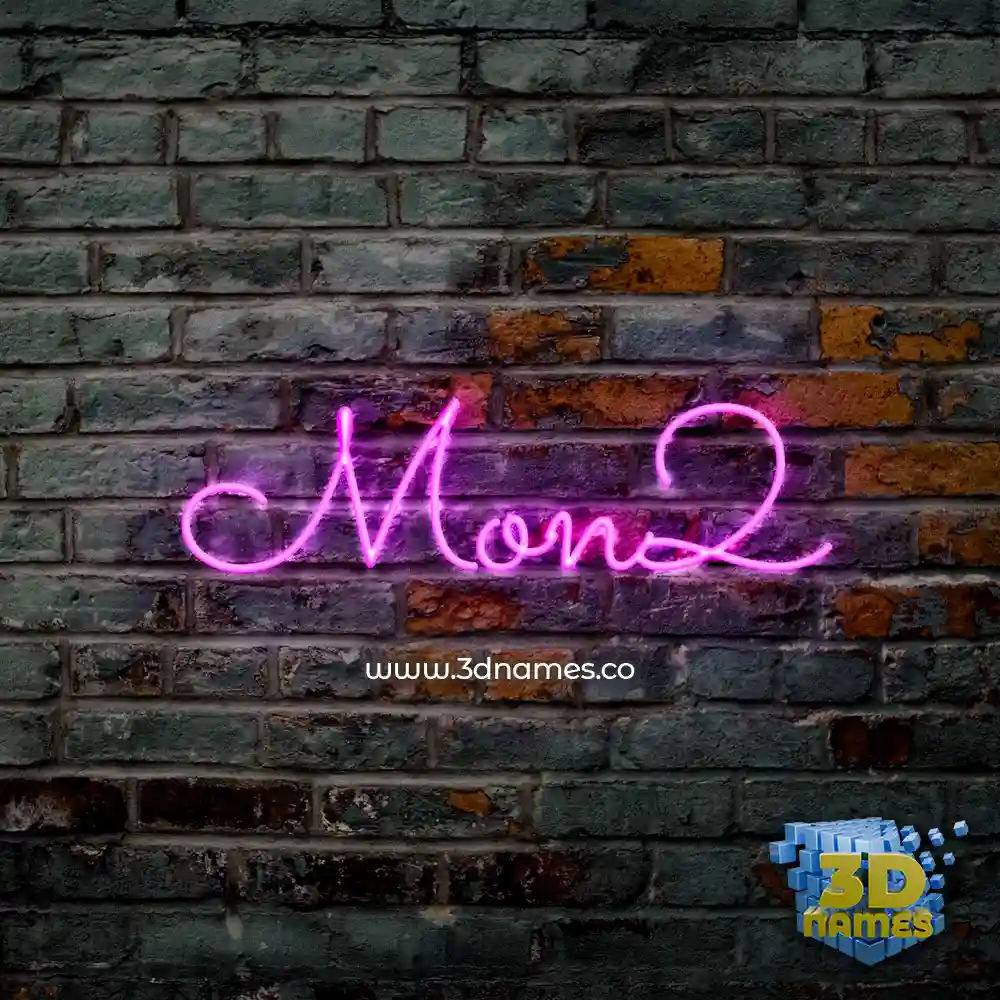 mon2 in Pink Neon style - 3D name wallpaper
