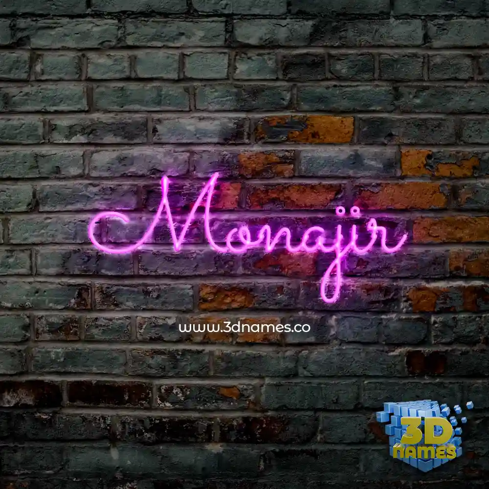 monajir in Pink Neon style - 3D name wallpaper