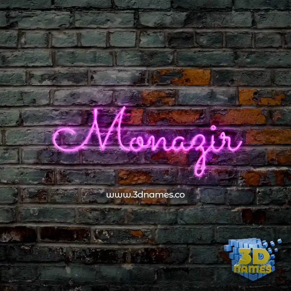 monazir in Pink Neon style - 3D name wallpaper