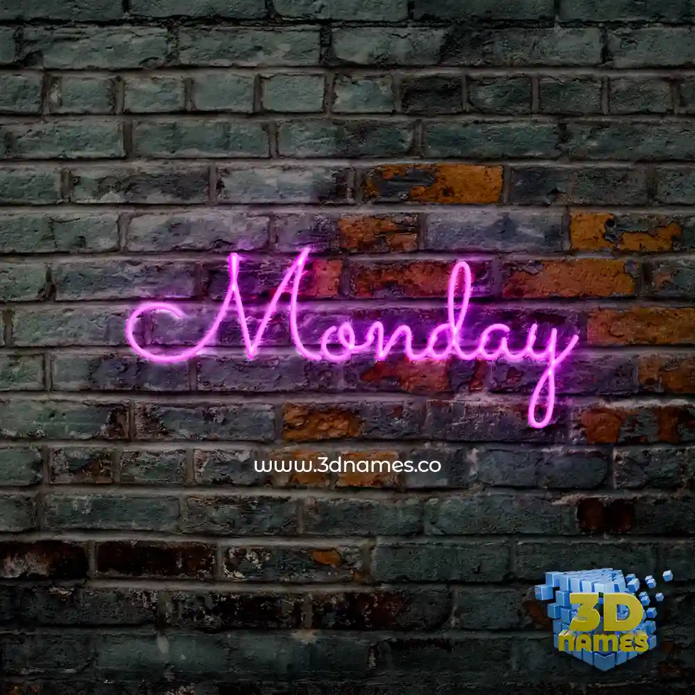 monday in Pink Neon style - 3D name wallpaper