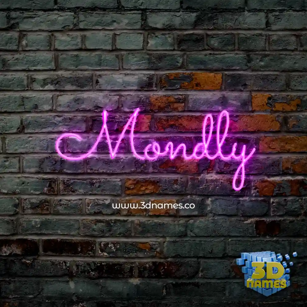 mondly in Pink Neon style - 3D name wallpaper