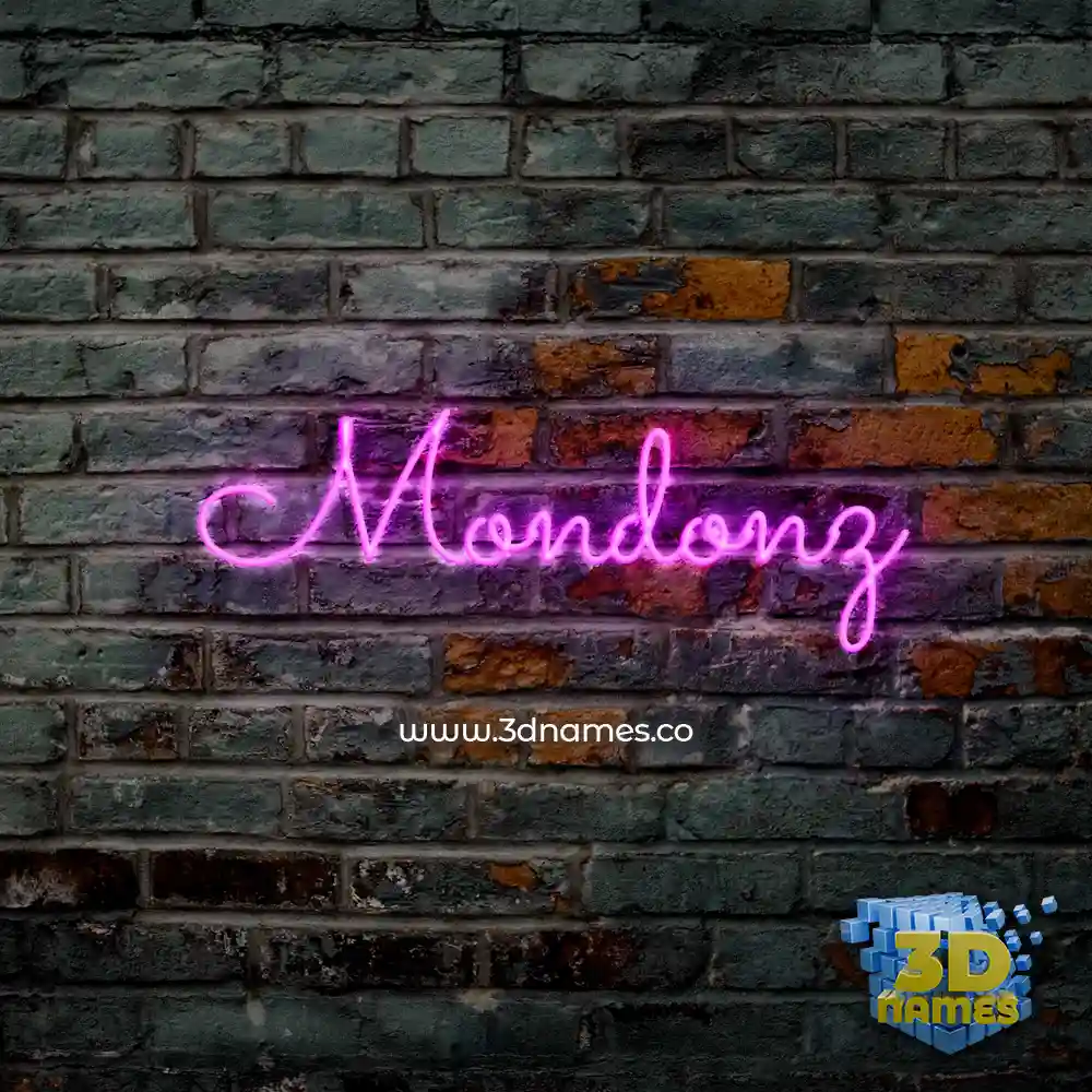 mondonz in Pink Neon style - 3D name wallpaper