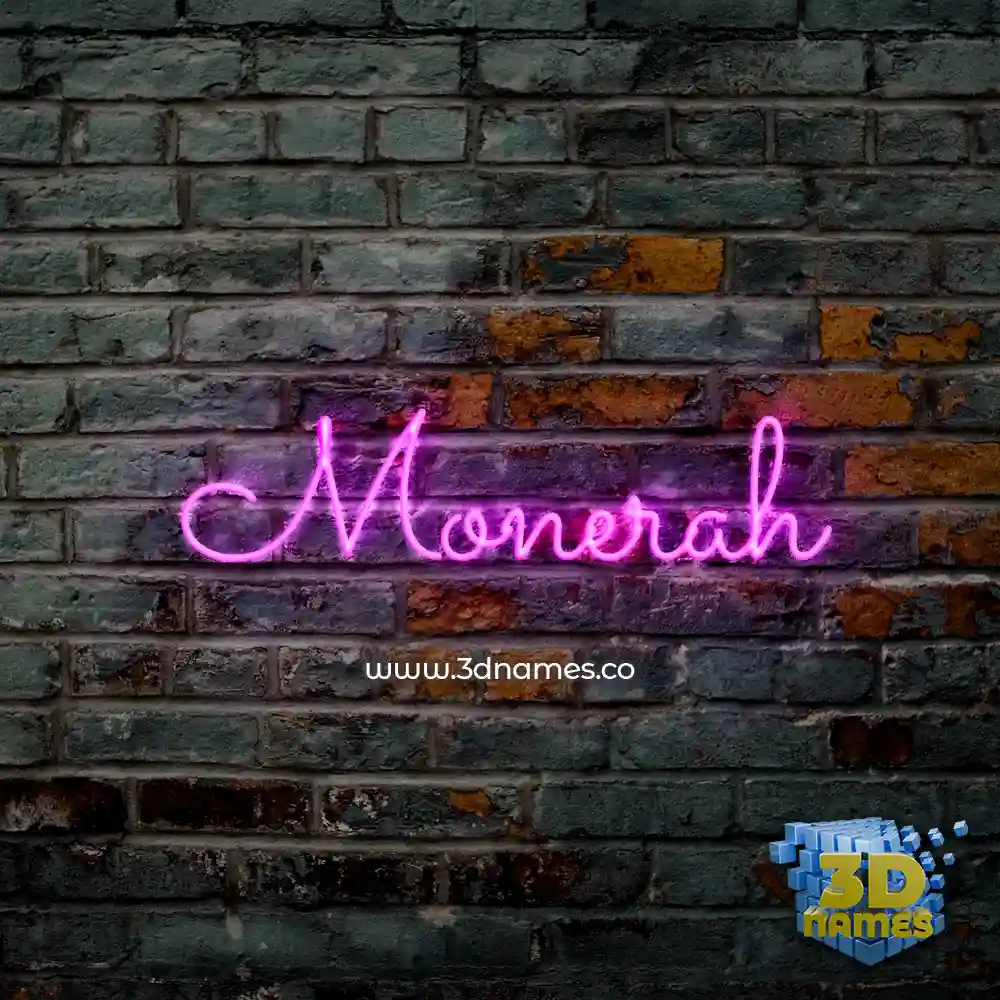 monerah in Pink Neon style - 3D name wallpaper