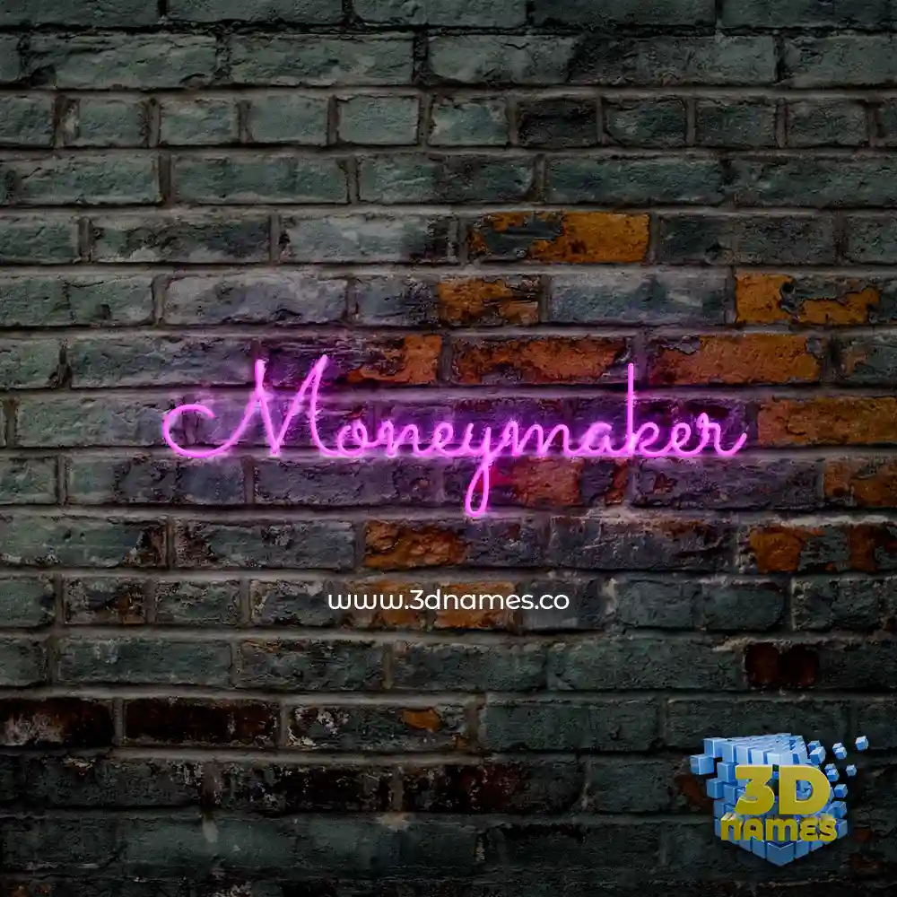 moneymaker in Pink Neon style - 3D name wallpaper