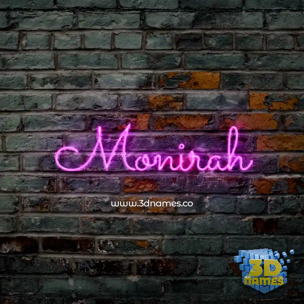 monirah in Pink Neon style - 3D name wallpaper