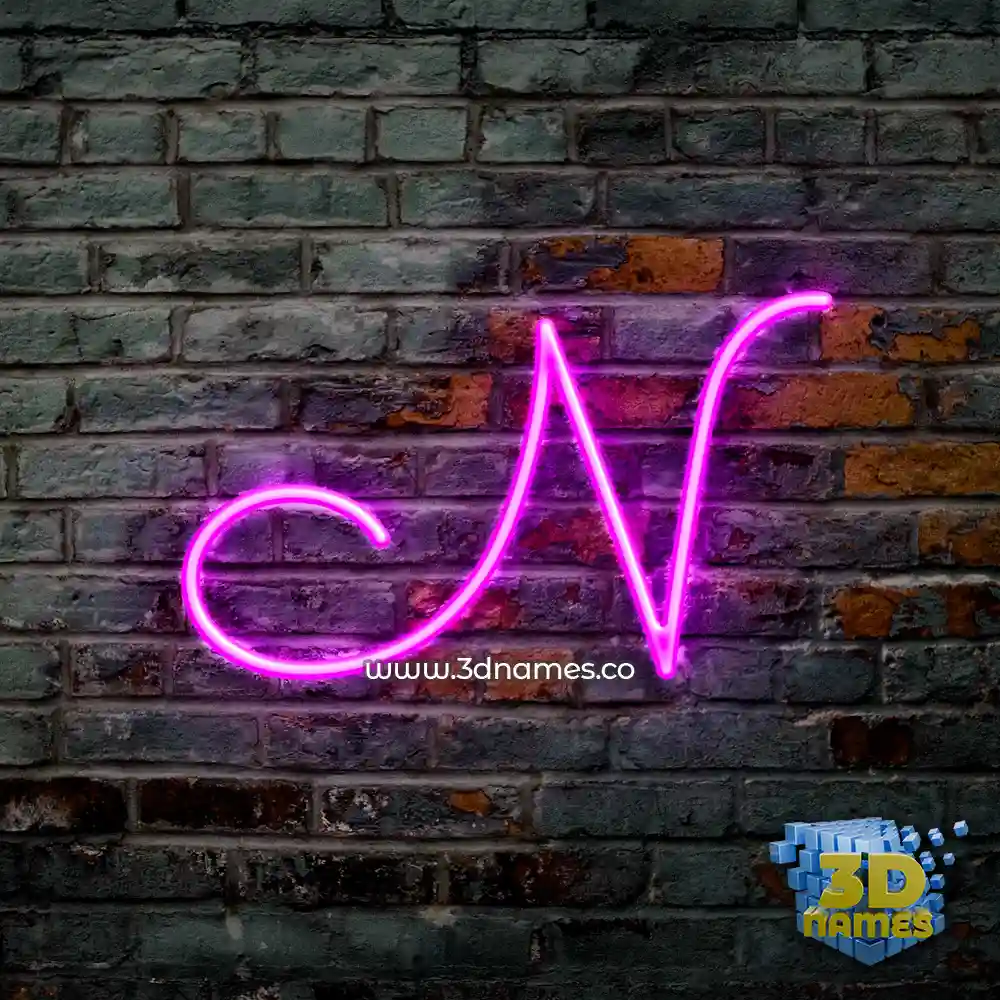 n in Pink Neon style - 3D name wallpaper
