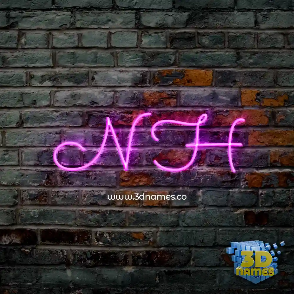 n h in Pink Neon style - 3D name wallpaper