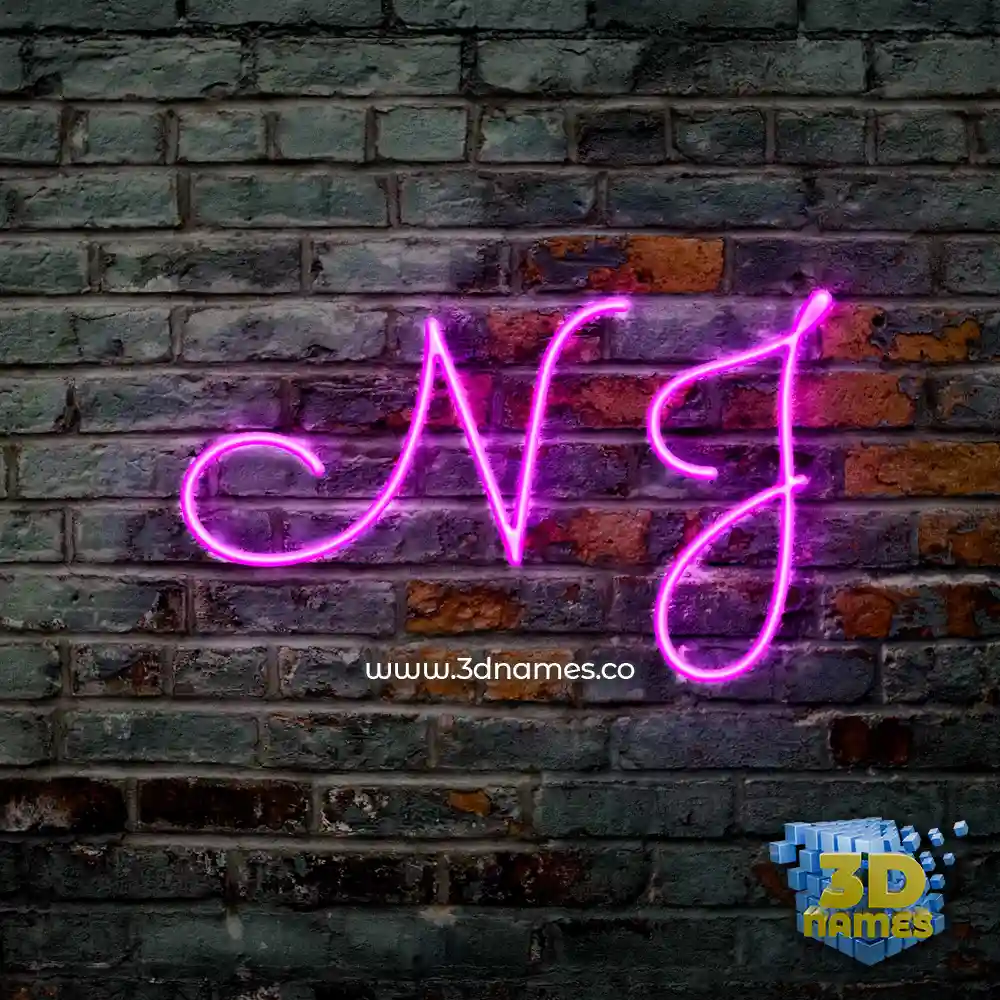 n j in Pink Neon style - 3D name wallpaper