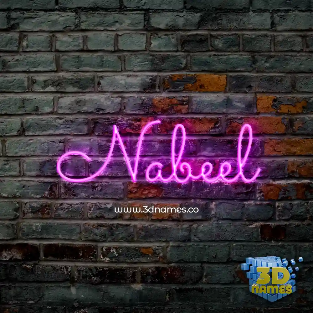 nabeel in Pink Neon style - 3D name wallpaper