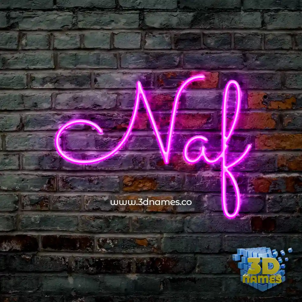 naf in Pink Neon style - 3D name wallpaper