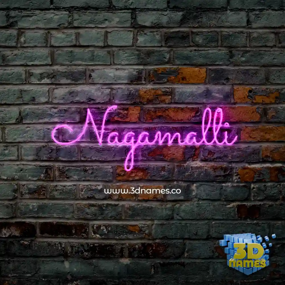 nagamalli in Pink Neon style - 3D name wallpaper