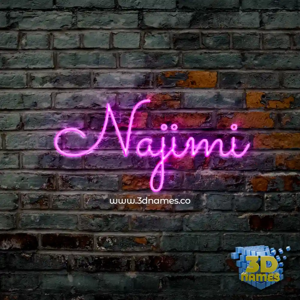 najimi in Pink Neon style - 3D name wallpaper