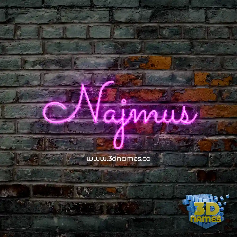 najmus in Pink Neon style - 3D name wallpaper