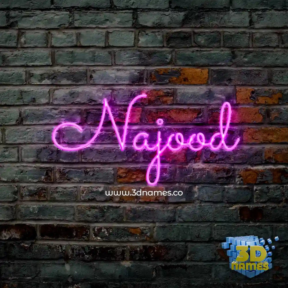 najood in Pink Neon style - 3D name wallpaper