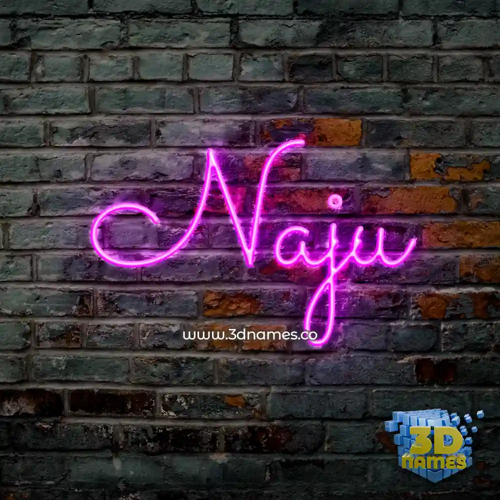 naju in Pink Neon style - 3D name wallpaper