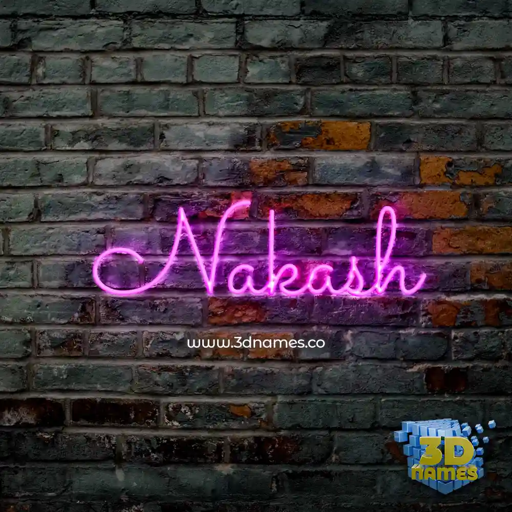 nakash in Pink Neon style - 3D name wallpaper