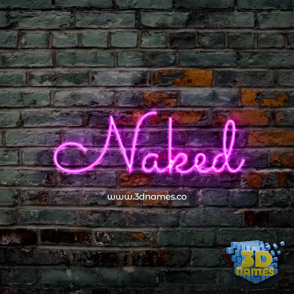 naked in Pink Neon style - 3D name wallpaper