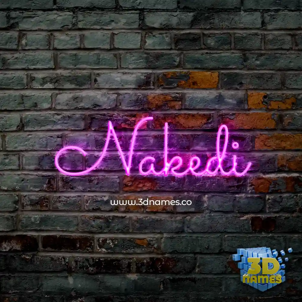 nakedi in Pink Neon style - 3D name wallpaper