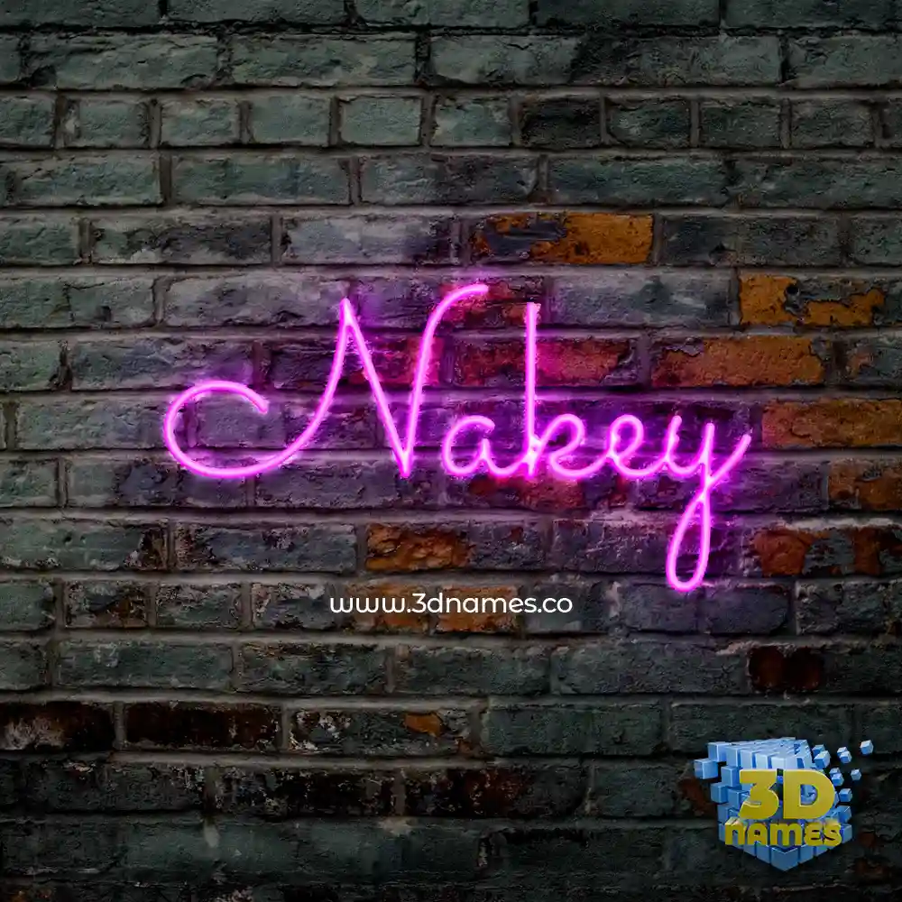 nakey in Pink Neon style - 3D name wallpaper