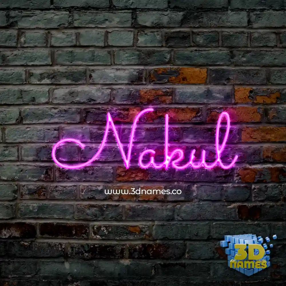 nakul in Pink Neon style - 3D name wallpaper